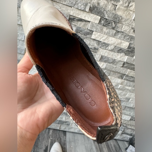 COACH DEVIN SHTE LTR Leather Ankle White Animal Snake Print BOOTIE Size 8 - Picture 9 of 13